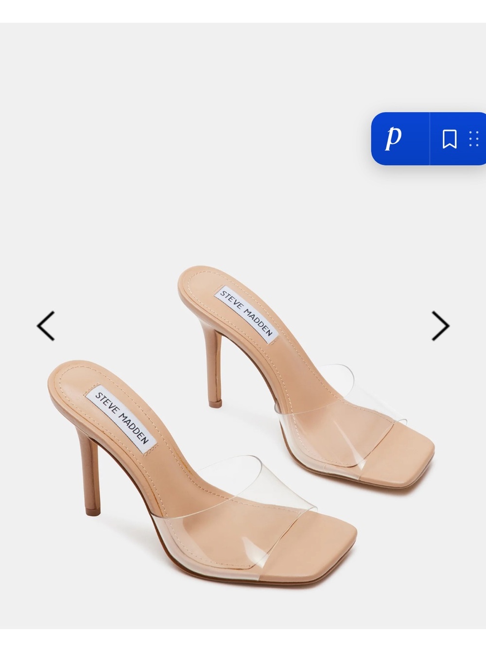 Steve Madden Nude Clear Strap High Heel Mules